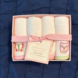Pottery Barn Kids White and Pink Washcloths